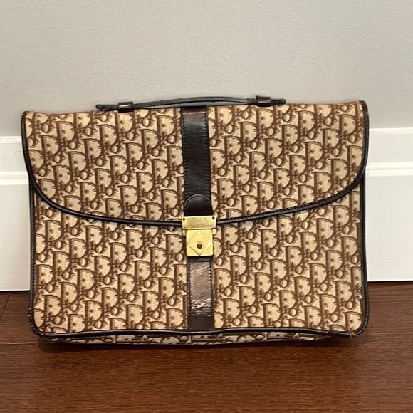 Christian Dior VINTAGE Trotter Brown Fabric Bag from the 1970s - Picture 1 of 11